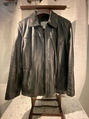 Worthington Black Leather Zip Jacket